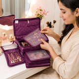 Sona Cosmetic Necklace Earrings Vanity Jewellery Organize Pouch (Purple)