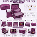 Sona Cosmetic Necklace Earrings Vanity Jewellery Organize Pouch (Purple)