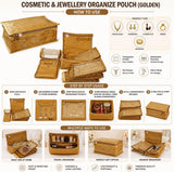 Sona Cosmetic Necklace Earrings Vanity Jewellery Organize Pouch (Golden)