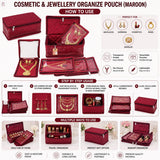 Sona Cosmetic Necklace Earrings Vanity Jewellery Organize Pouch (Maroon)