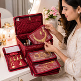 Sona Cosmetic Necklace Earrings Vanity Jewellery Organize Pouch (Maroon)