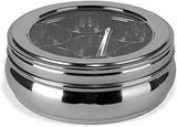 SONA Premium Stainless Steel Masala Dabba | Traditional Indian Spice Box Container with 7 Individual Cups, Inner Lid, Clear Outer Lid & Spoon