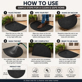 Sona Half Round Door Mat Entrance Rug Floor Mats, Non-Slip Welcome Entrance Way Rug, Durable Rubber Door Mats for Garage, Patio, Washable (Gray)