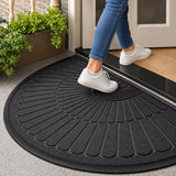 Sona Half Round Door Mat Entrance Rug Floor Mats, Non-Slip Welcome Entrance Way Rug, Durable Rubber Door Mats for Garage, Patio, Washable (Gray)