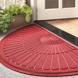 Sona Half Round Door Mat Entrance Rug Floor Mats, Non-Slip Welcome Entrance Way Rug, Durable Rubber Door Mats for Garage, Patio, Washable (Red)