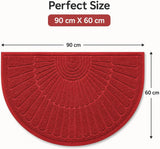 Sona Half Round Door Mat Entrance Rug Floor Mats, Non-Slip Welcome Entrance Way Rug, Durable Rubber Door Mats for Garage, Patio, Washable (Red)