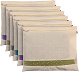 Sona Cotton Saree Bags/Covers For Storage Big Size Single (16 X 14 Inches) With Zip Closure For Clothes Bags And Wardrobe Organizer With Transparent Mesh Window, Beige (Pack of 6)