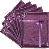 Sona Satin Saree Cover | Designer Bow Saree Cover with Zip | Clothes Organiser for wardrobe | 6 Piece(Purple)
