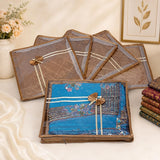 Sona Satin Saree Cover | Designer Bow Saree Cover with Zip | Clothes Organiser for wardrobe | 6 Piece(Golden)