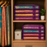 Sona Satin Saree Cover | Designer Bow Saree Cover with Zip | Clothes Organiser for wardrobe | 6 Piece(Purple)