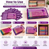 Sona Satin Saree Cover | Designer Bow Saree Cover with Zip | Clothes Organiser for wardrobe | 6 Piece(Purple)