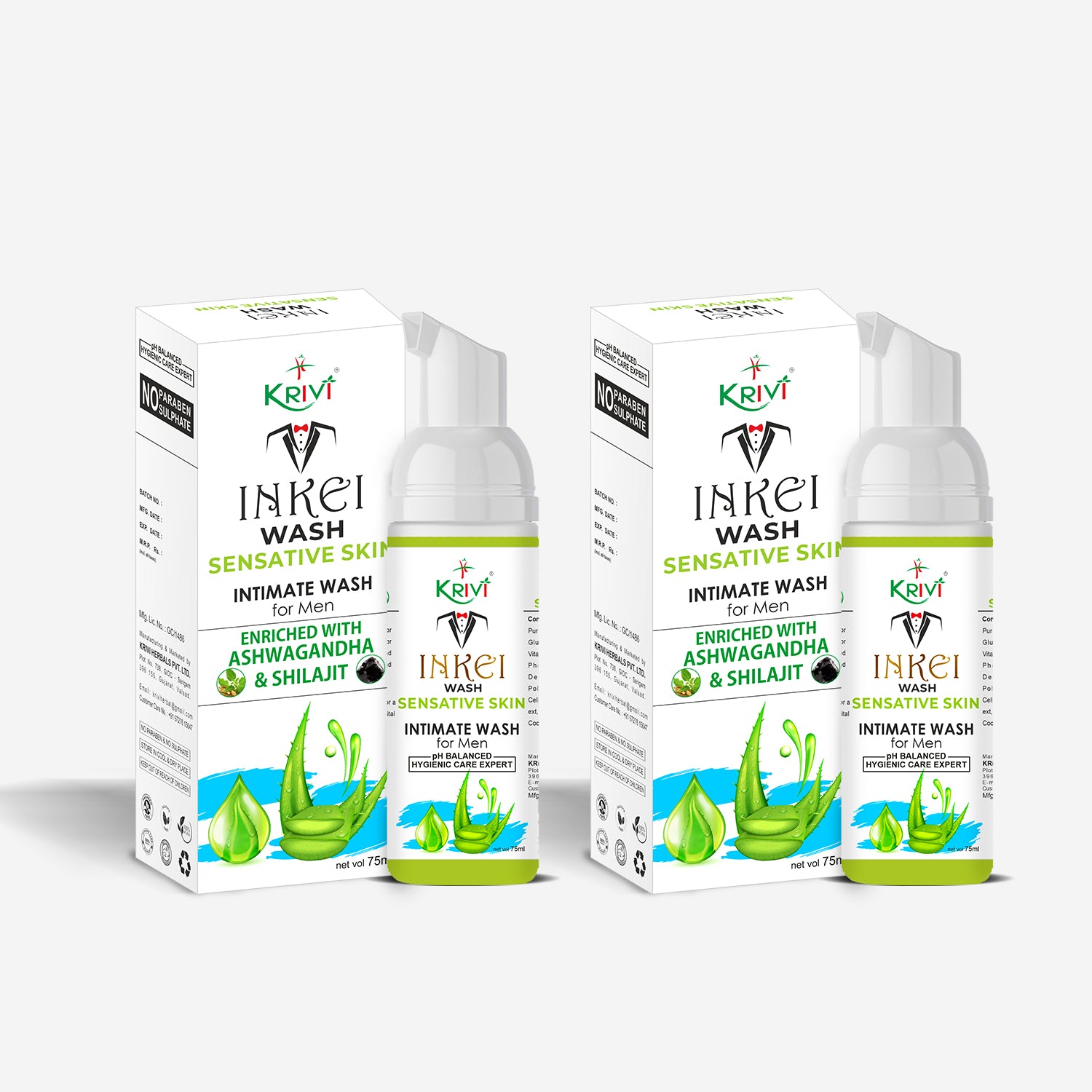 Inkei Intimate Wash Sensitive for Man The hygiene care expert 75 ml( Pack of 2)