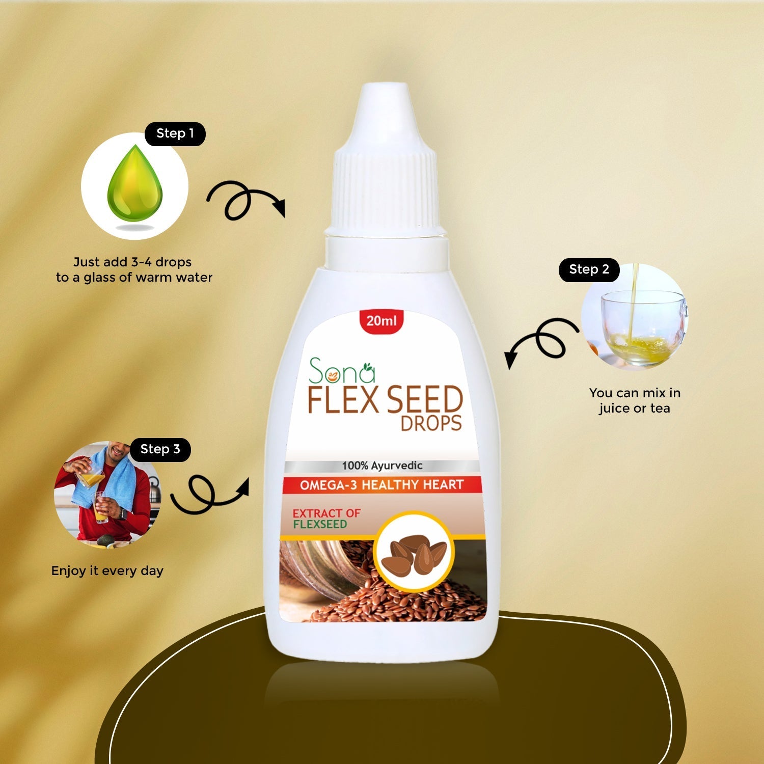 Sona Flex Seed  Drop Omega-3 For Healthy heart (Pack of 3)