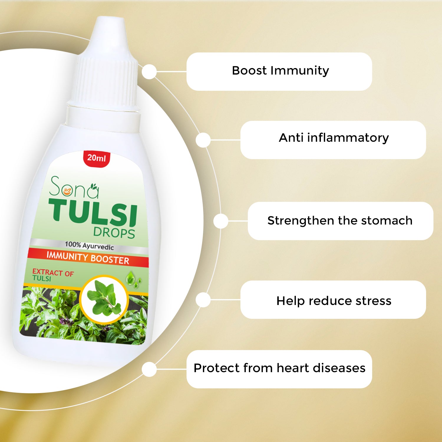 Sona Tulsi Drops- 50% Extra: Concentrated Extract Of 5 Rare Tulsi For Natural Immunity Boosting & Cough And Cold Relief(Pack of 1)
