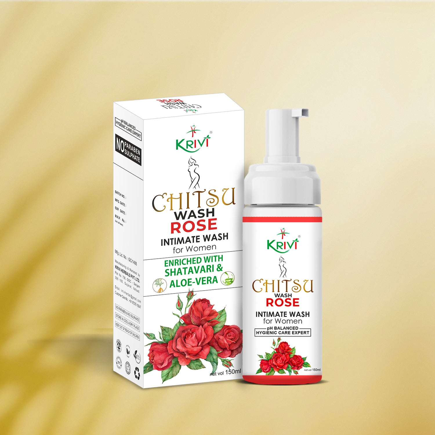 Chitsu Intimate Wash Rose for Women The hygiene care expert with goodness of Rose with Tree Tea Oil, Sea Buckthorn Oil, Shatavari and Aloe Vera 150 ml (Pack of 1)
