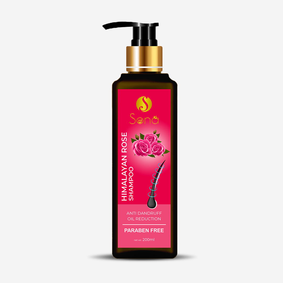Sona Himalayan Rose Shampoo with Rose Oil and Vitamin E for Anti Dandruff and Oil Reduction with Paraben Free - 200 ml (Pack of 1)