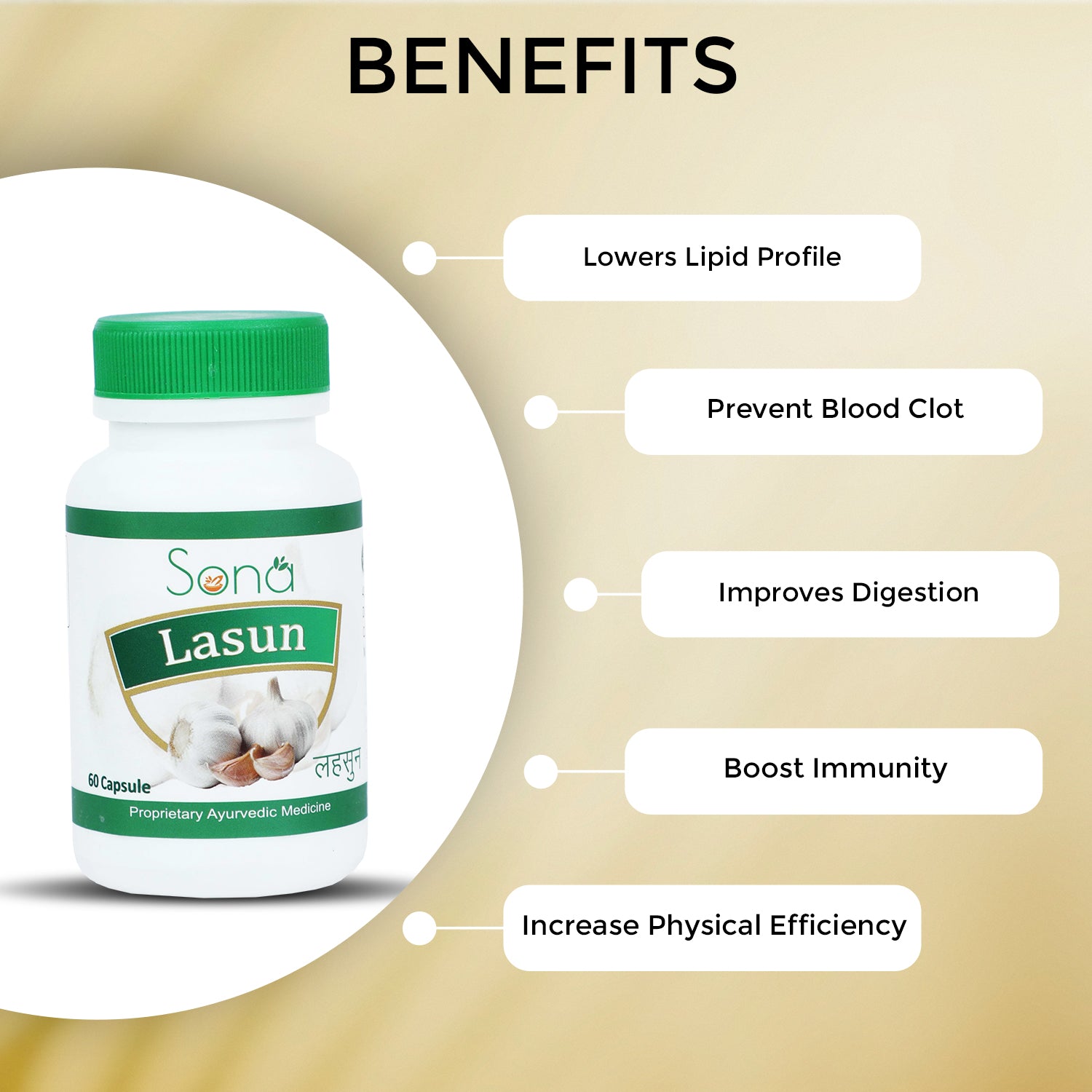 Sona Lasun Capsules help Increase physical efficiency- 60 Capsule (Pack of 1)