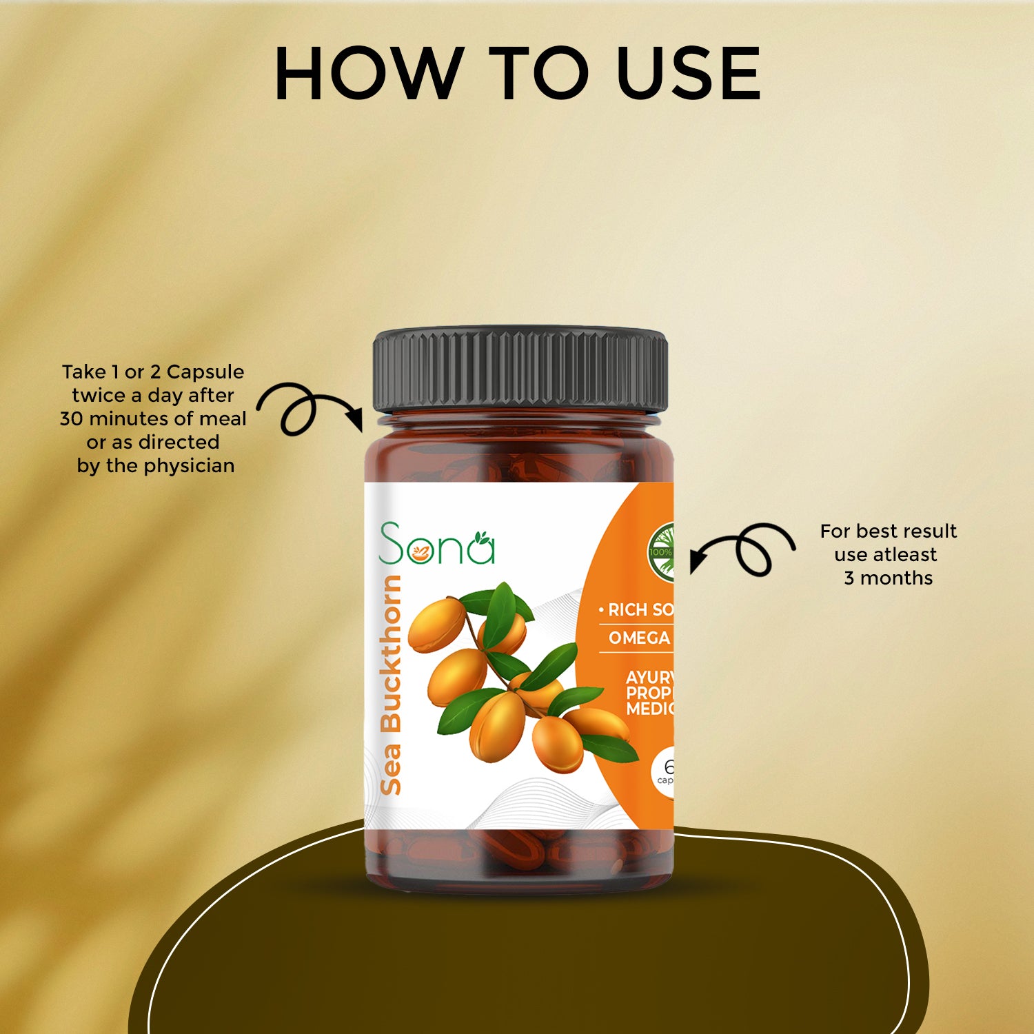 Sona Sea Buckthorn  Capsules Rich Source of 3,6,7 and9,  60 capsule (Pack of 1)